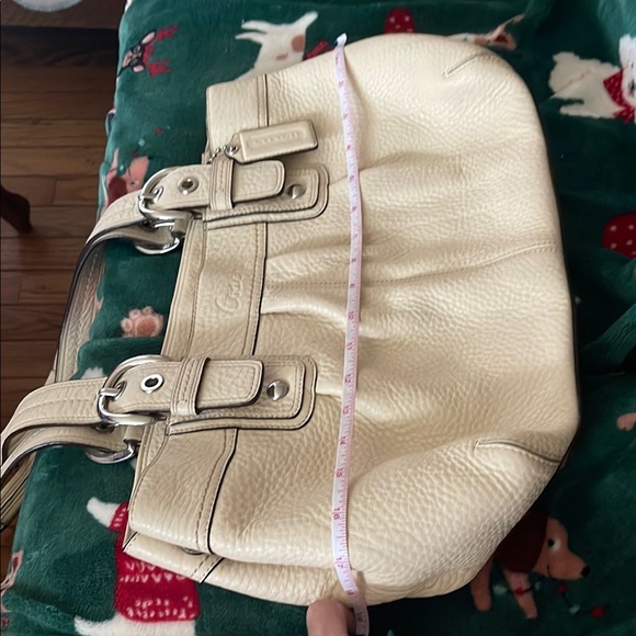 Elegant Cream Leather Tote Bag coach pebble - Picture 12 of 16